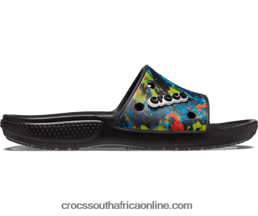Women Classic Tie-Dye Graphic Slide Multi/Black Crocs FBL6TX563
