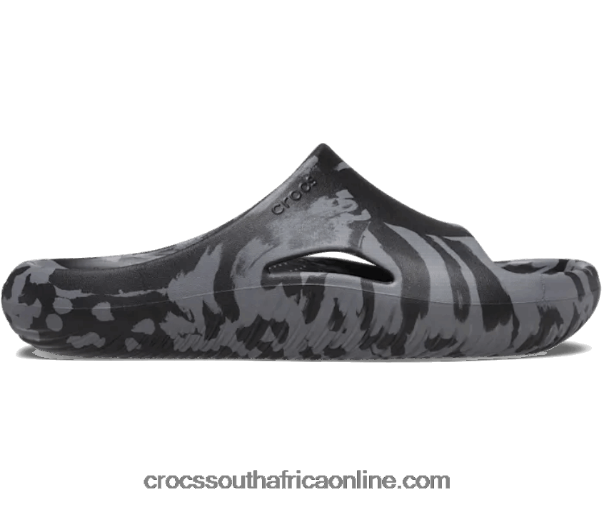 Women Mellow Marbled Slide Black/Charcoal Crocs FBL6TX401