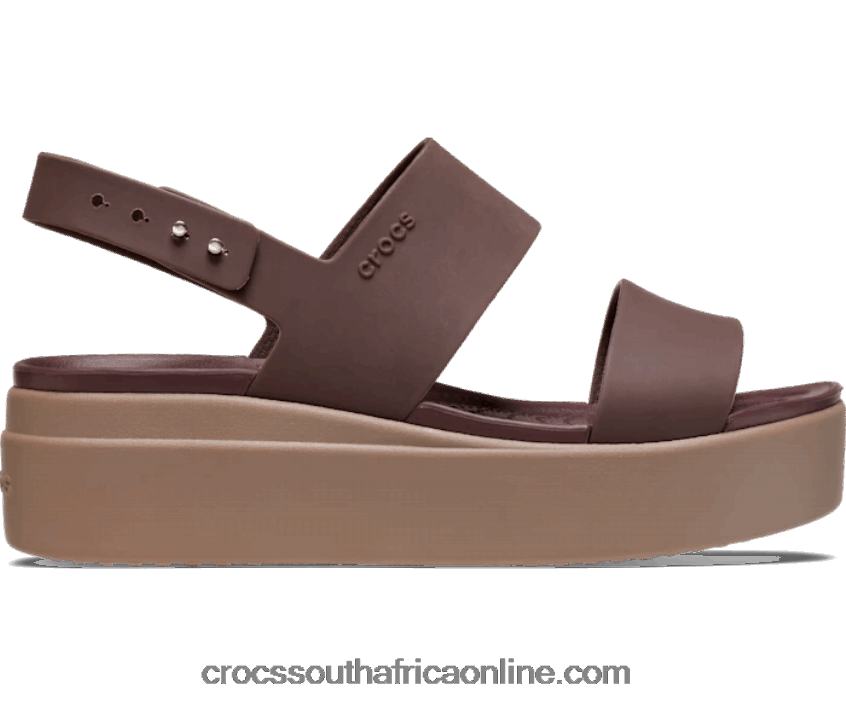 Women Brooklyn Low Wedge Mocha/Mushroom Crocs FBL6TX448