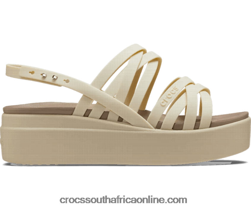 Women Brooklyn Strappy Low Wedge Bone Crocs FBL6TX450