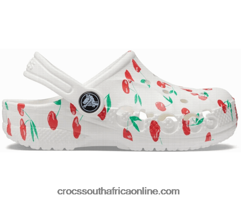 Kids Baya Graphic Clog White/Cherry Crocs FBL6TX1617