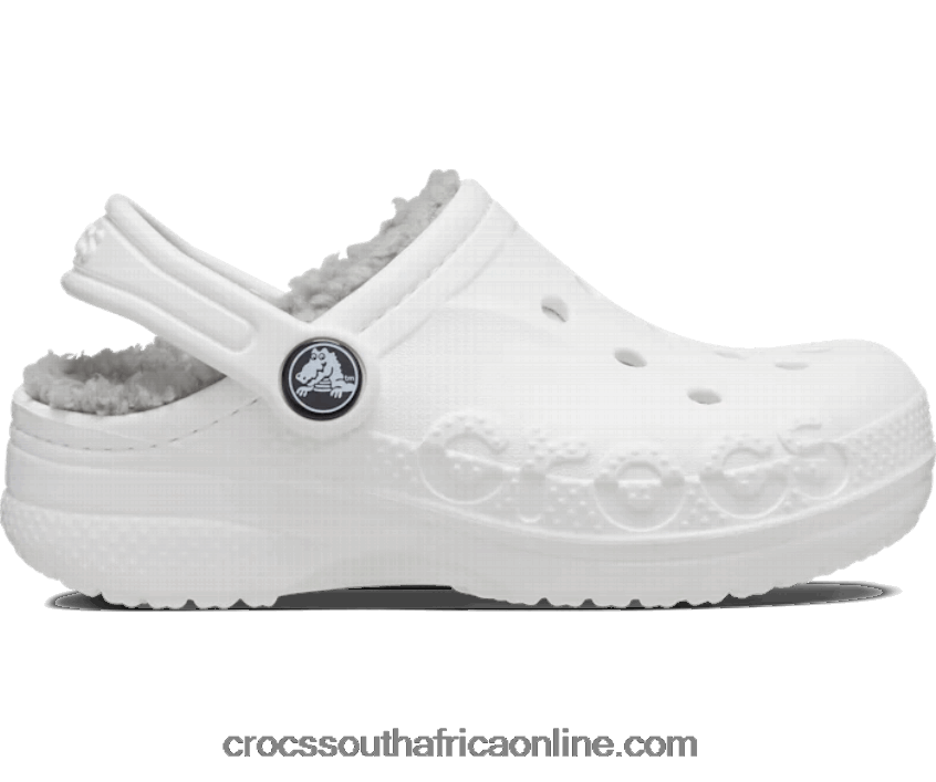 Kids Baya Lined Clog White/Light Grey Crocs FBL6TX1596