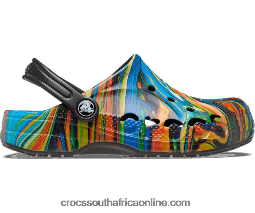 Kids Baya Printed Clog Black/Multi Crocs FBL6TX1574
