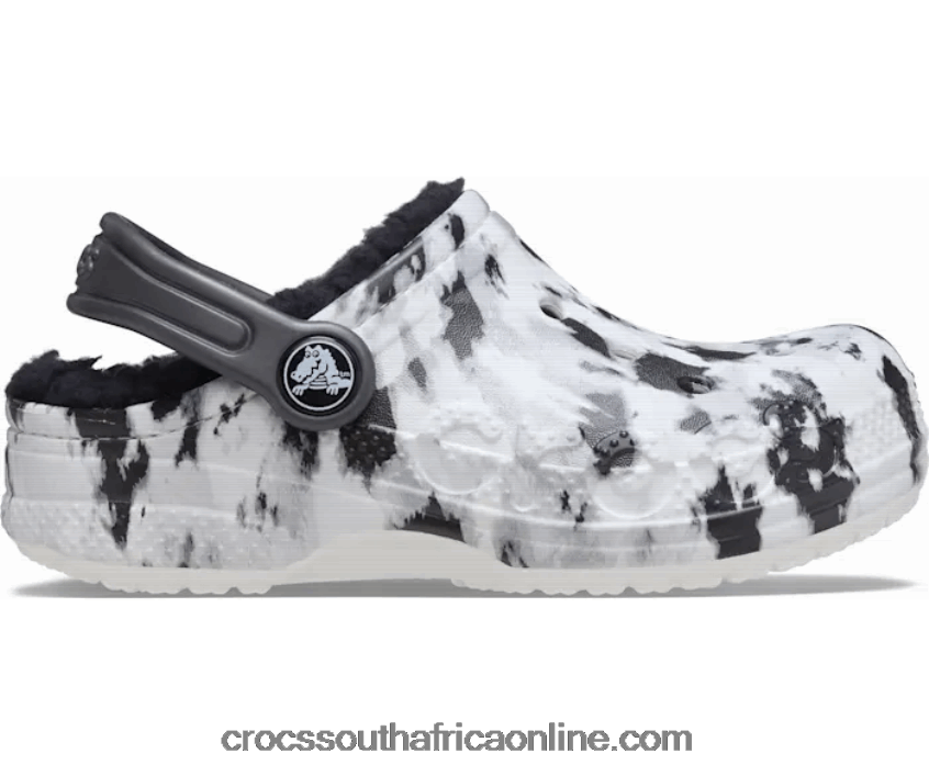 Kids Baya Printed Lined Clog White/Grey Crocs FBL6TX1509