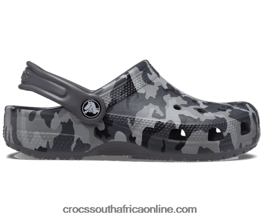 Kids Classic Camo Clog Black/Grey Crocs FBL6TX1511