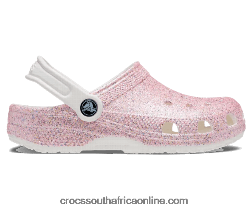Kids Classic Glitter Clog White/Rainbow Crocs FBL6TX1590
