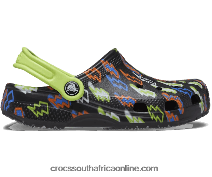 Kids Classic Lightning Bolt Clog Black Crocs FBL6TX1619