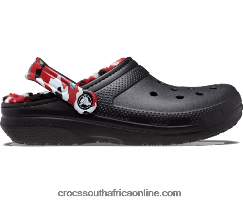 Kids Classic Lined Camo Clog Black/Red Crocs FBL6TX1569