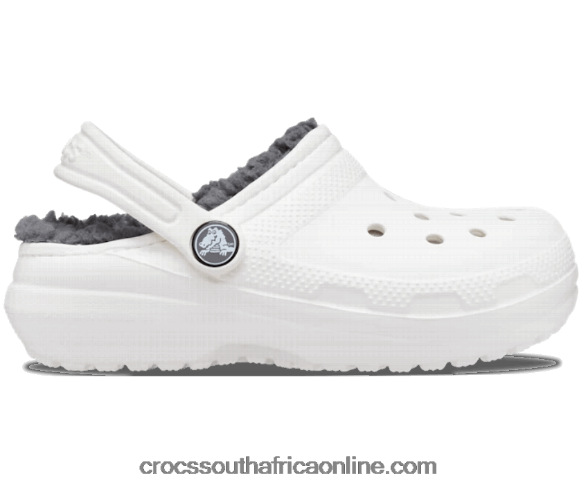 Kids Classic Lined Clog White/Grey Crocs FBL6TX1601