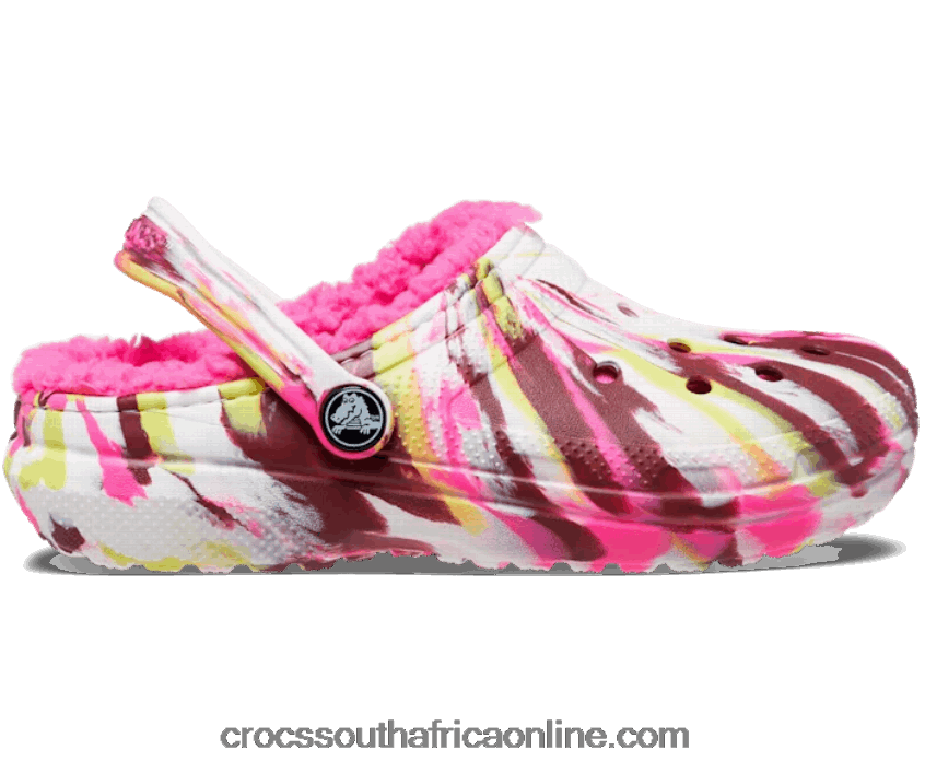 Kids Classic Lined Marbled Clog Electric Pink/Multi Crocs FBL6TX1586