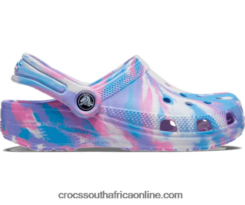 Kids Classic Marbled Clog White/Pink Crocs FBL6TX1499