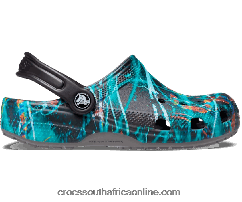 Kids Classic Printed Clog Slate Grey/Multi Crocs FBL6TX1558