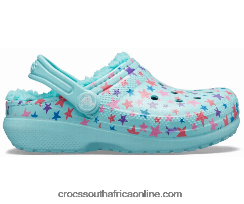 Kids Classic Printed Lined Clog Ice Blue Crocs FBL6TX1621