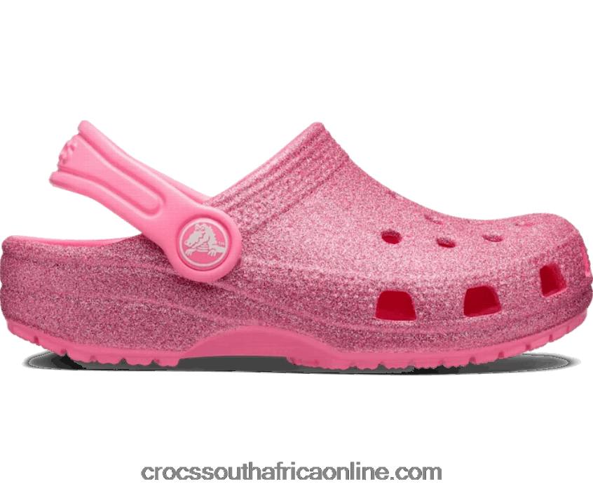 Kids Toddler Classic Glitter Clog Pink Lemonade Crocs FBL6TX1391