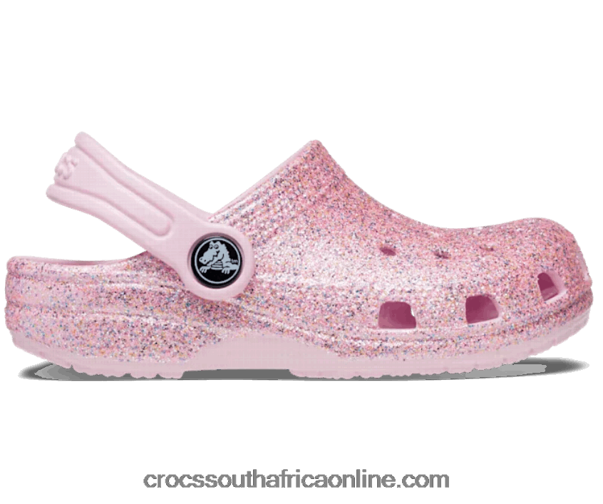Kids Toddler Classic Glitter Clog White/Rainbow Crocs FBL6TX1389