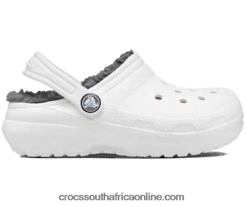 Kids Toddler Classic Lined Clog White/Grey Crocs FBL6TX1364