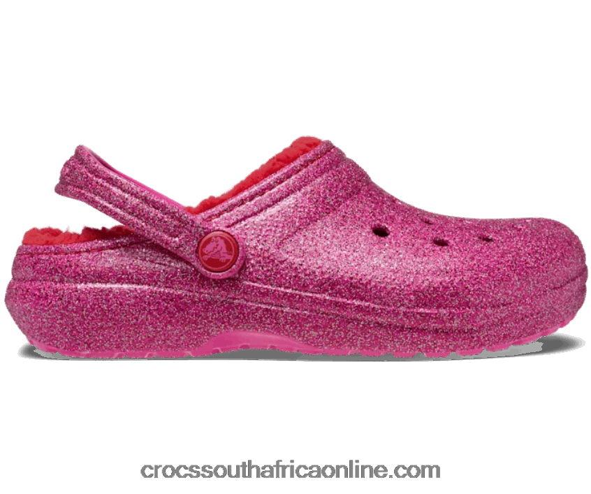 Kids Toddler Classic Lined Pink Glitter Clog Pepper Crocs FBL6TX1374