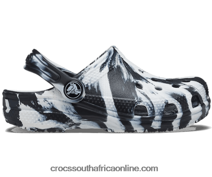 Kids Toddler Classic Marbled Clog Black/White Crocs FBL6TX1343