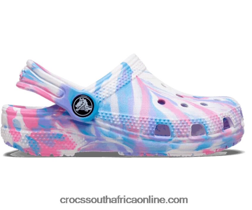 Kids Toddler Classic Marbled Clog White/Pink Crocs FBL6TX1349