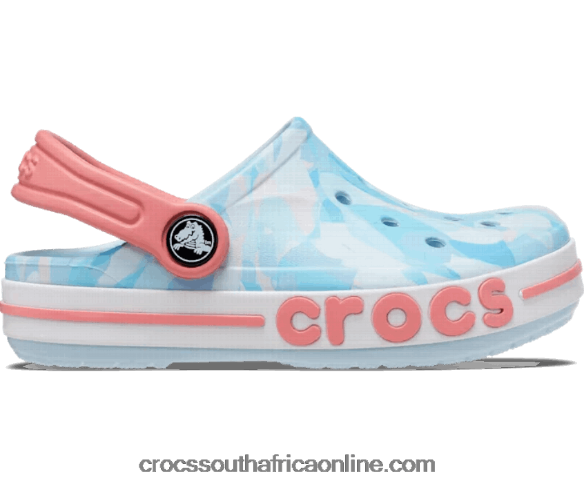 Kids Toddlers' Bayaband Bubble Camo Clog Mineral Blue Crocs FBL6TX1386